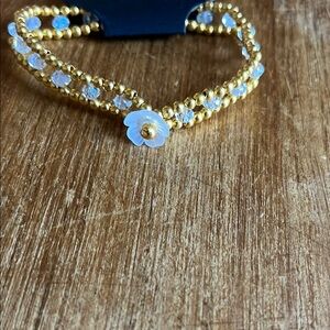 Elegant Gold and White Beaded Bracelet